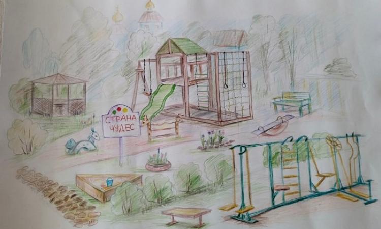 Эскиз детской спортивной площадки для Белой Пашни. Автор Марина Жукова